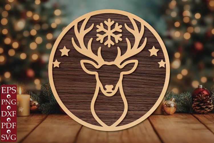 Christmas Reindeer SVG Laser Cut