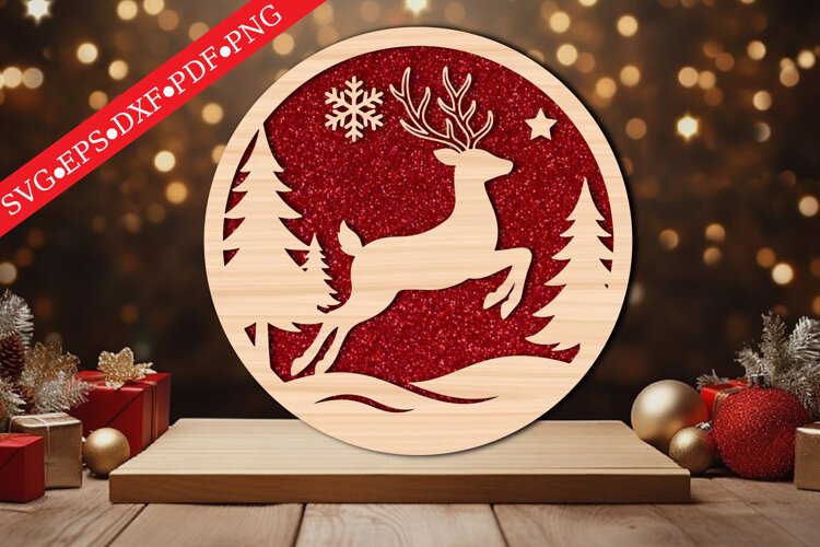 Christmas Santa Sleigh Reindeer SVG example image 1
