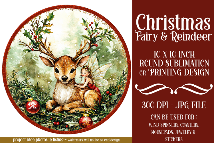 Christmas Spinner, Fairy and Reindeer Christmas Round, r2