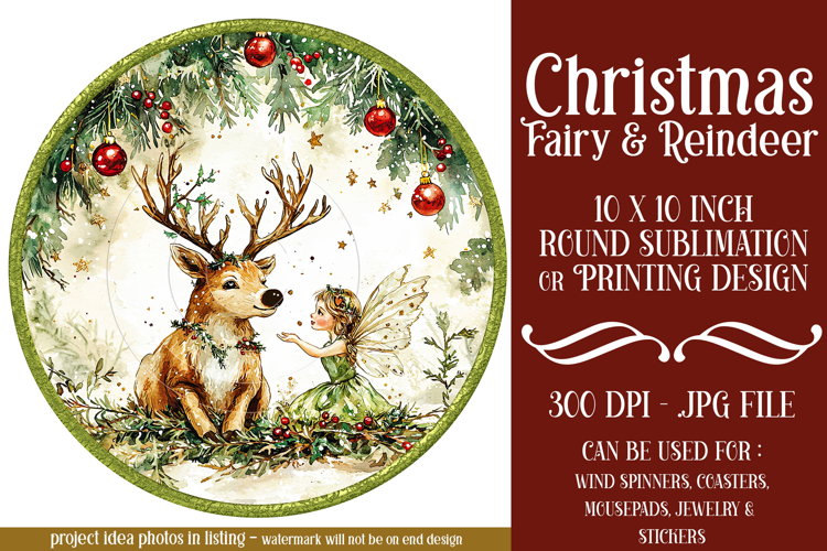Christmas Spinner, Fairy and Reindeer Christmas Round, r3