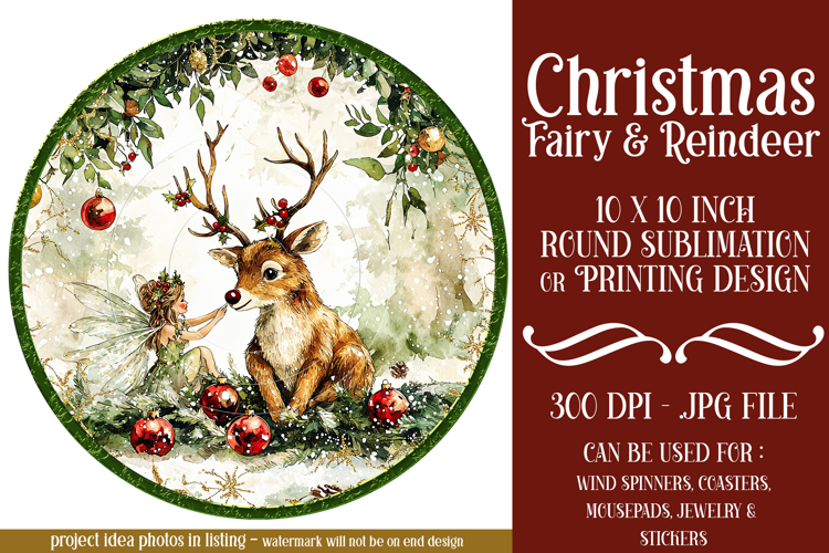 Christmas Spinner, Fairy and Reindeer Christmas Round, r4