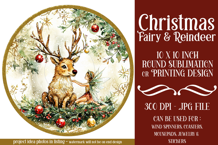Christmas Spinner, Fairy and Reindeer Christmas Round, r5