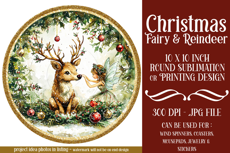 Christmas Spinner, Fairy and Reindeer Christmas Round, r6
