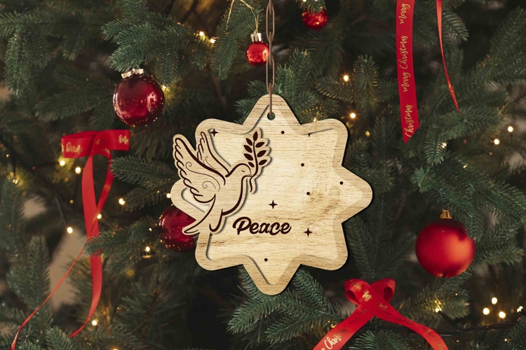 Christmas “Peace Ornament - Laser Cut File