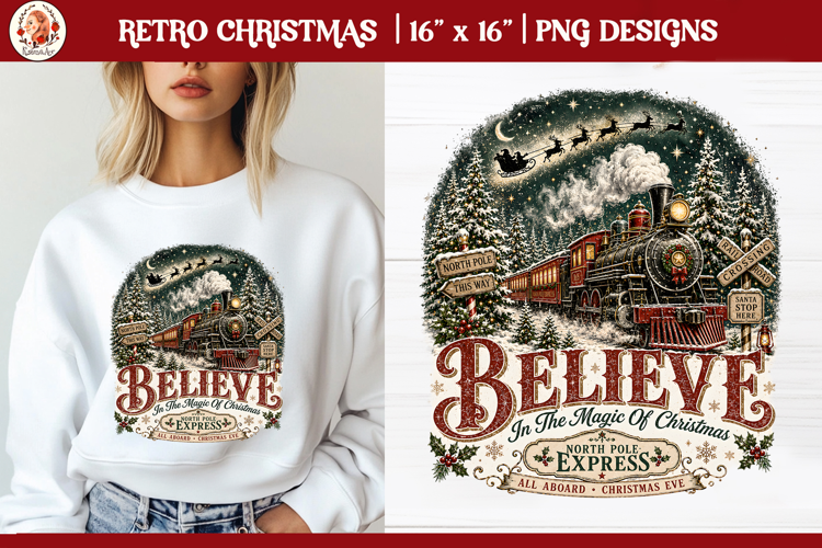 Retro Christmas Believe PNG Design | North Pole Express