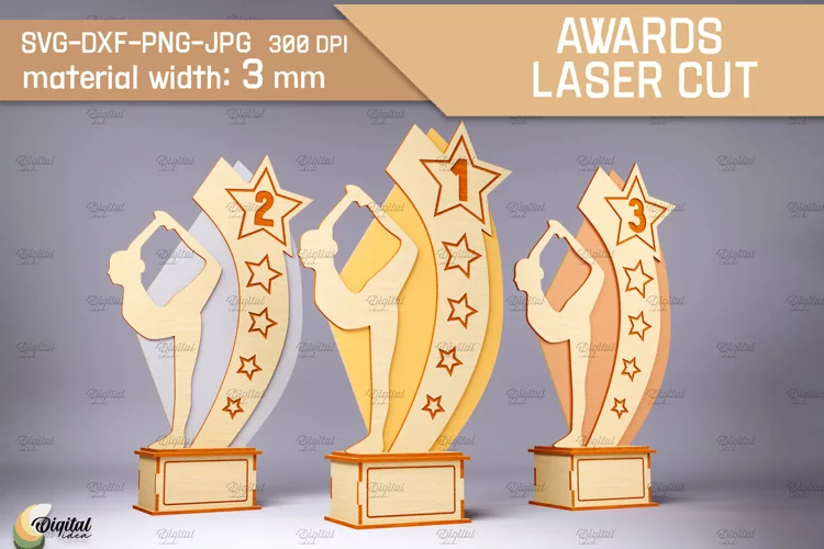 3D Gymnastics Awards Laser Cut. Sports Trophies SVG