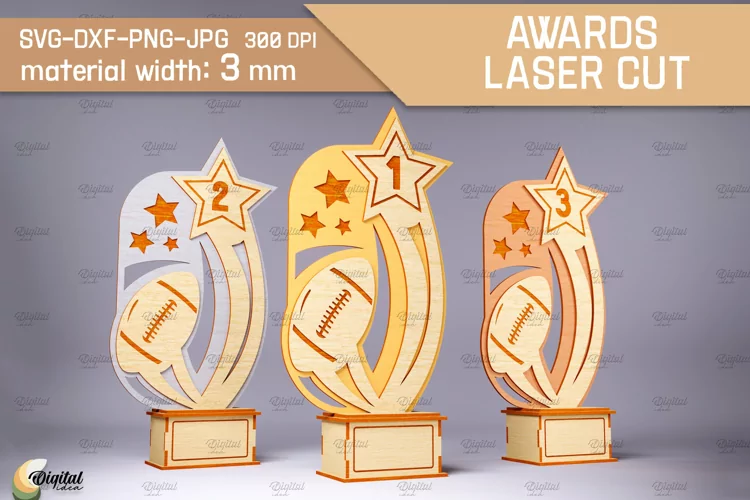 American Football SVG. 3D Awards Laser Cut. Sports Trophies