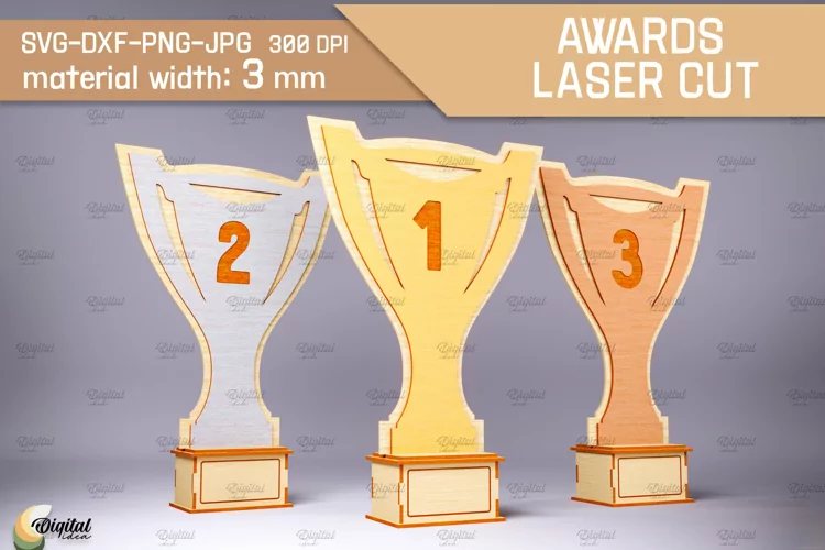 3D Awards Laser Cut. Sports Trophies SVG. 3D Reward