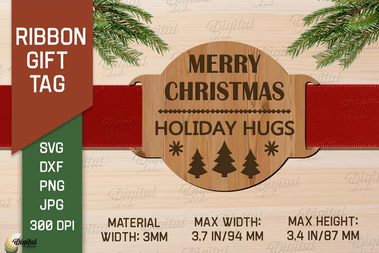 Christmas Quote SVG. Ribbon Gift Tag Laser Cut