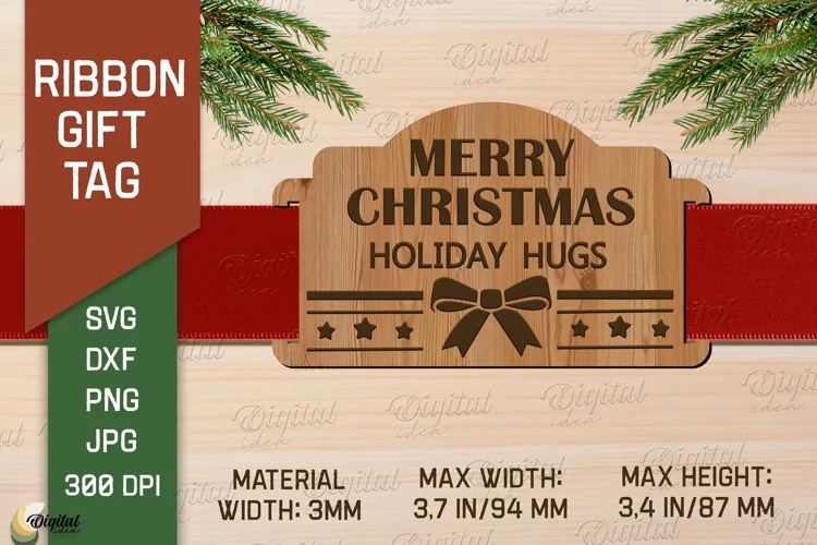 Christmas Quote SVG. Ribbon Gift Tag Laser Cut