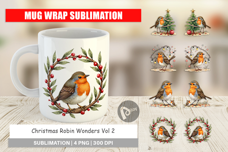 Christmas Robin Wonders Mug Wrap