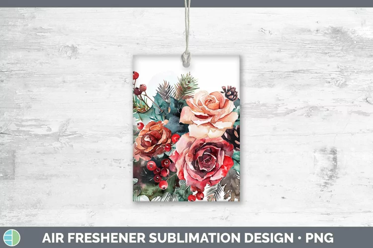 Christmas Rose Air Freshener Sublimation Car Freshener Desig