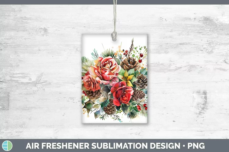 Christmas Rose Air Freshener Sublimation Car Freshener Desig