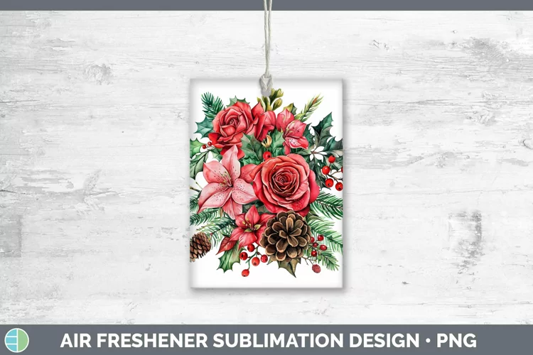 Christmas Rose Air Freshener Sublimation Car Freshener Desig