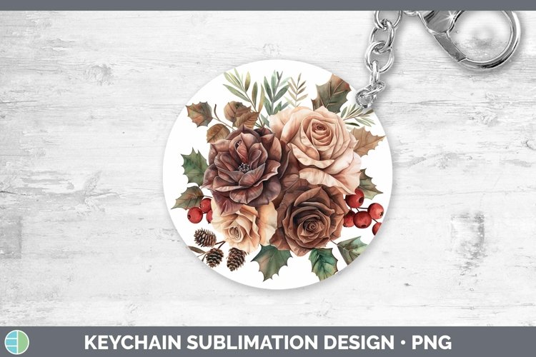 Christmas Rose Keychain Sublimation Keyring Designs