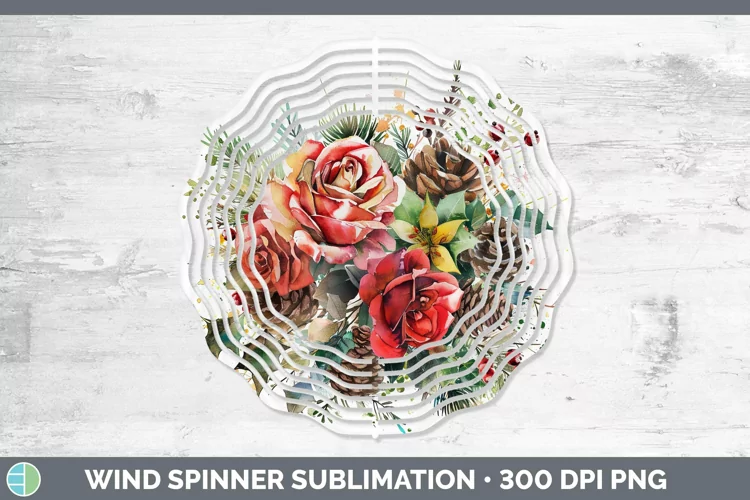 Christmas Rose Wind Spinner Sublimation Spinner Designs