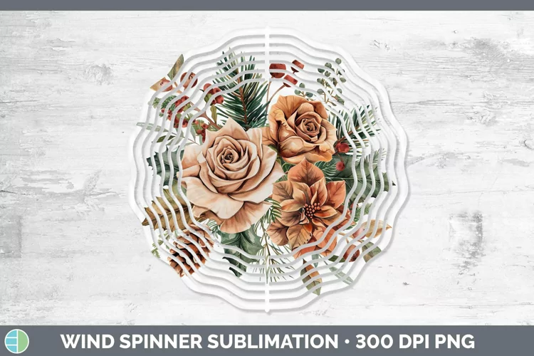 Christmas Rose Wind Spinner Sublimation Spinner Designs