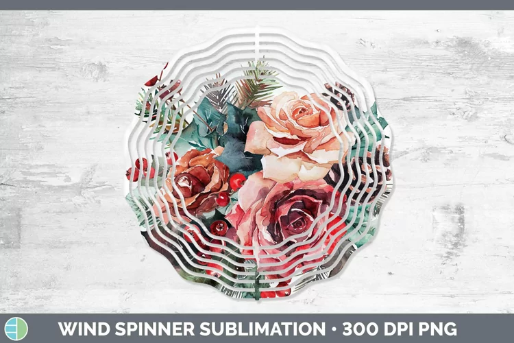 Christmas Rose Wind Spinner Sublimation Spinner Designs