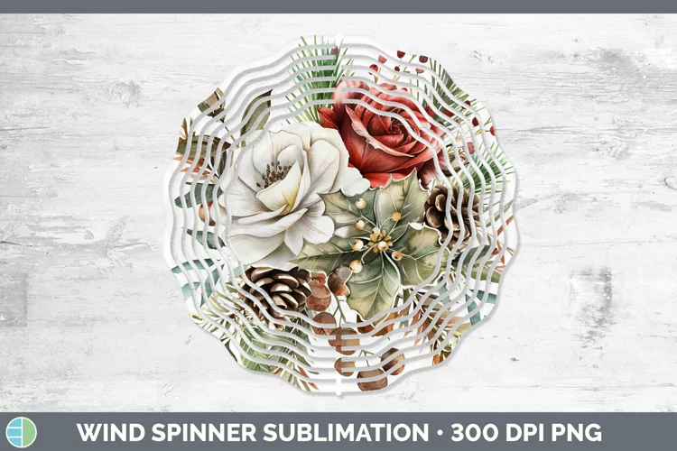 Christmas Rose Wind Spinner Sublimation Spinner Designs