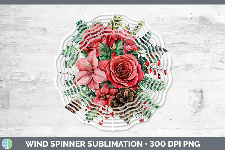 Christmas Rose Wind Spinner Sublimation Spinner Designs