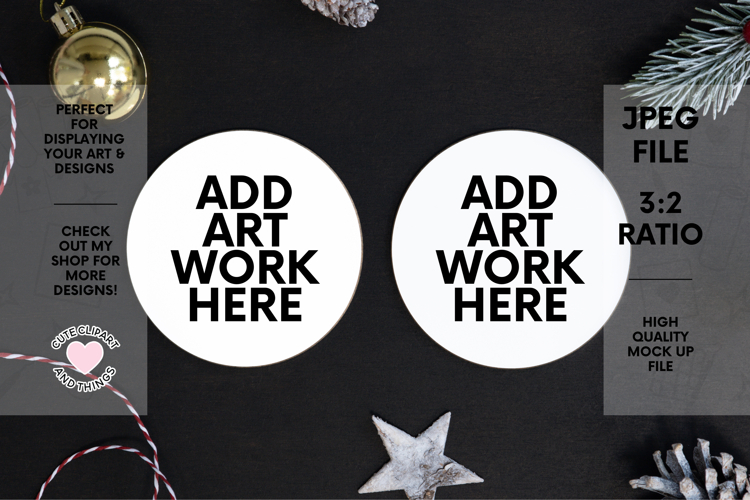 Coaster Mock Up | Dark Christmas Coaster Mock Up