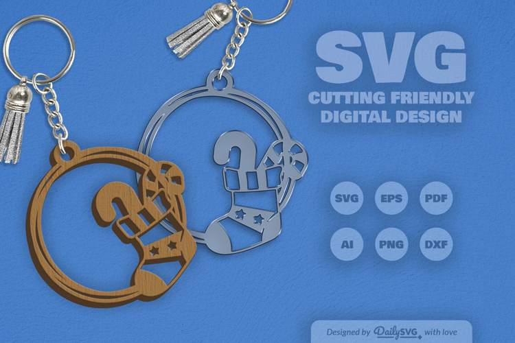 Christmas Round Keychain SVG