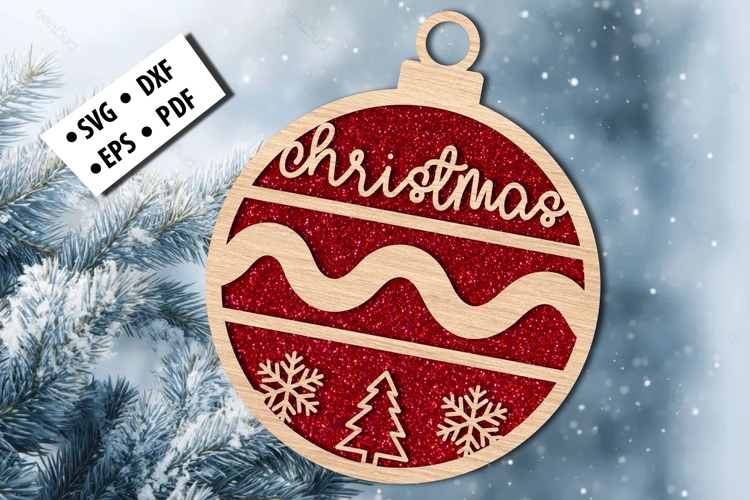 Christmas Round Ornament Laser Cut SVG DXF EPS PDF File
