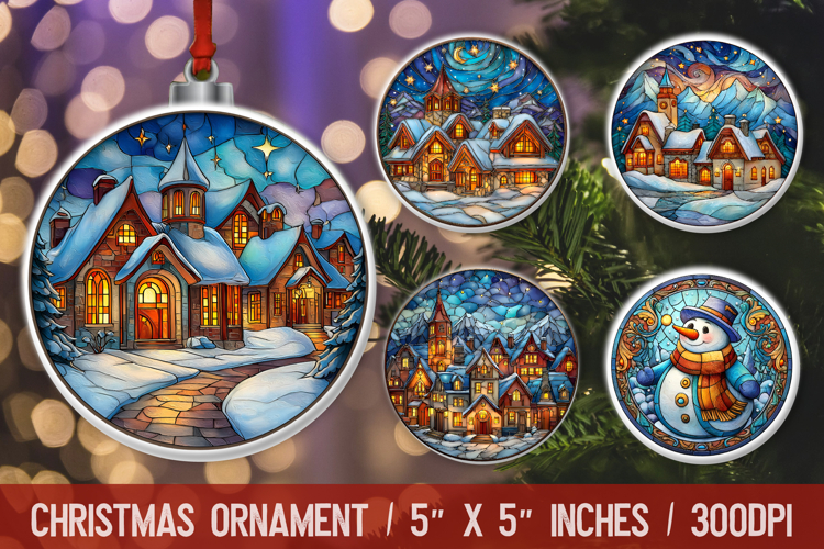 Christmas Round Ornament | Ornament PNG Sublimation Design