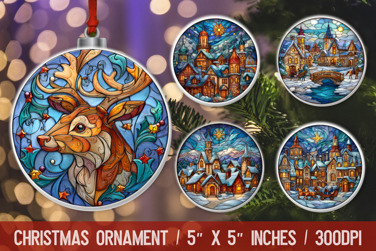 Christmas Round Ornament | Ornament PNG Sublimation Design