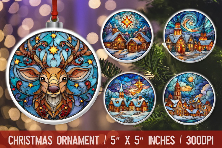 Christmas Round Ornament | Ornament PNG Sublimation Design