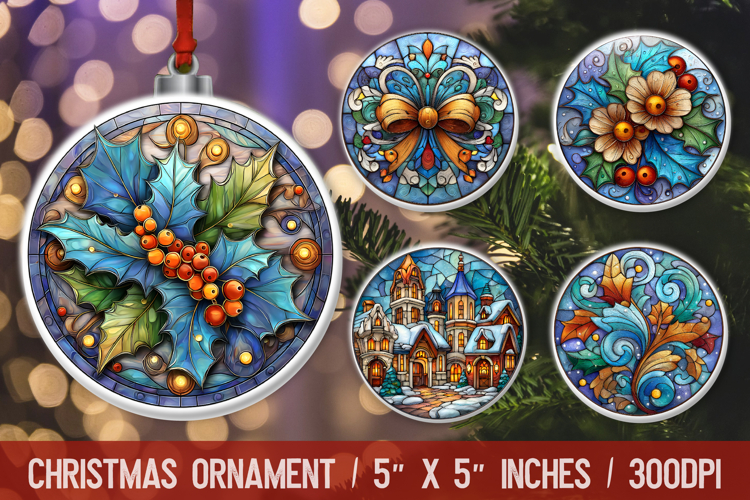 Christmas Round Ornament | Ornament PNG Sublimation Design