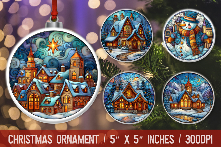 Christmas Round Ornament | Ornament PNG Sublimation Design