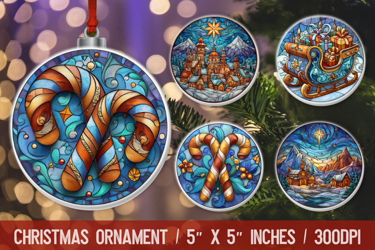 Christmas Round Ornament | Ornament PNG Sublimation Design