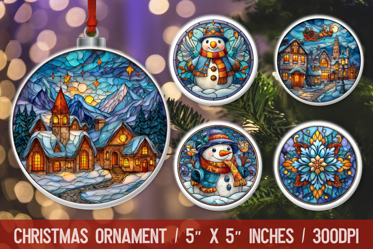 Christmas Round Ornament | Ornament PNG Sublimation Design