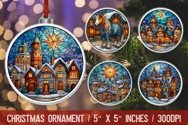 Christmas Round Ornament | Ornament PNG Sublimation Design