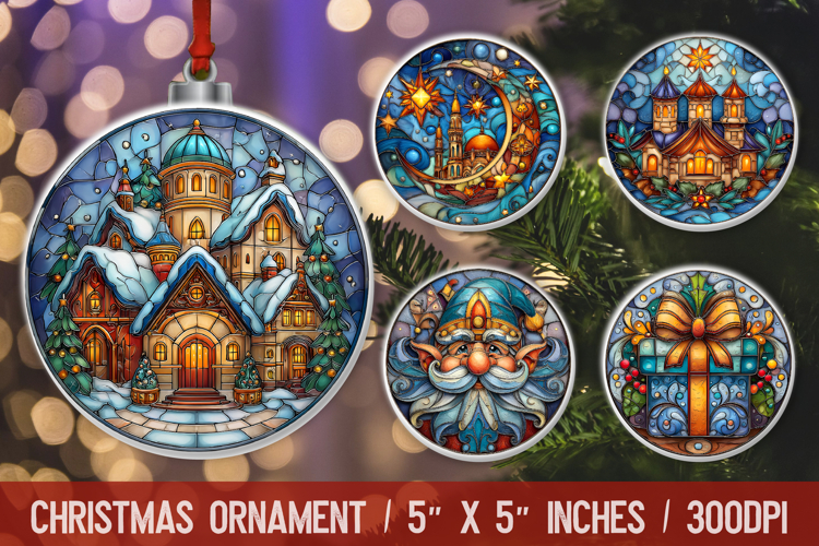 Christmas Round Ornament | Ornament PNG Sublimation Design
