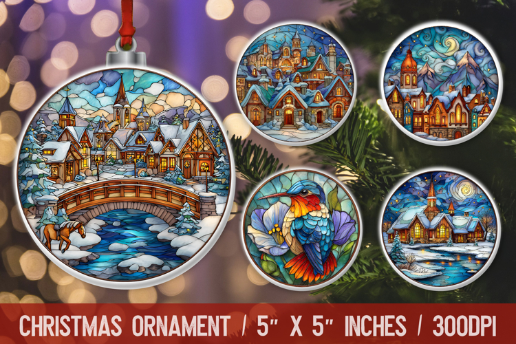 Christmas Round Ornament | Ornament PNG Sublimation Design