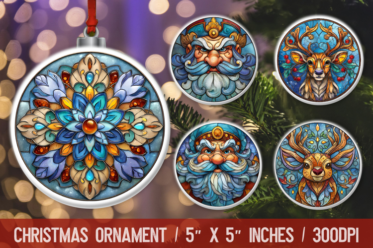 Christmas Round Ornament | Ornament PNG Sublimation Design