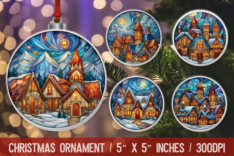 Christmas Round Ornament | Ornament PNG Sublimation Design