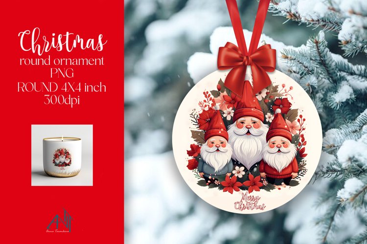 Christmas Round Ornament Sublimation PNG