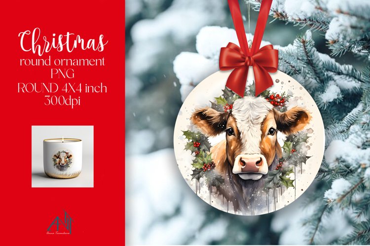 Christmas Round Ornament Sublimation PNG