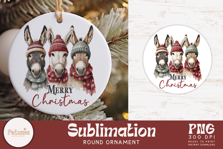 Christmas Ornament Sublimation | Round Ornament PNG