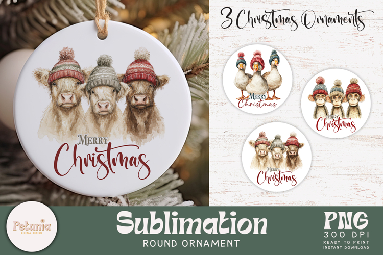 Christmas Ornament Designs | Round Ornament PNG