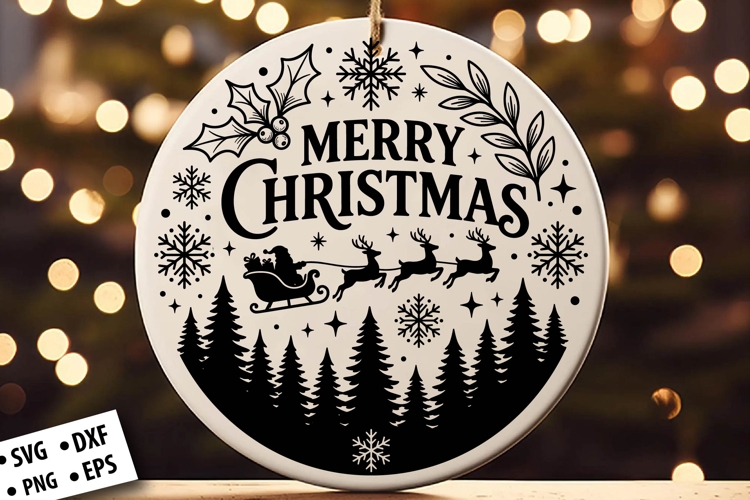 Christmas Round Ornament SVG Design, Christmas SVG