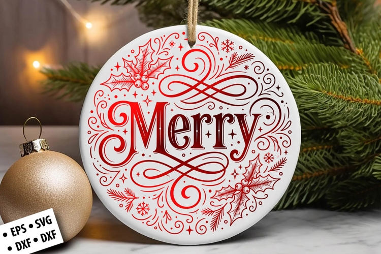 Christmas Round Ornament SVG Design, Christmas SVG