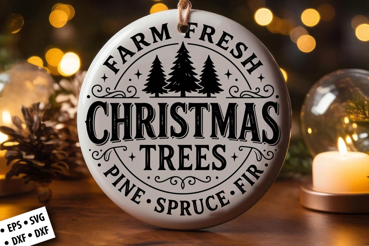 Christmas Round Ornament SVG Design, Christmas SVG