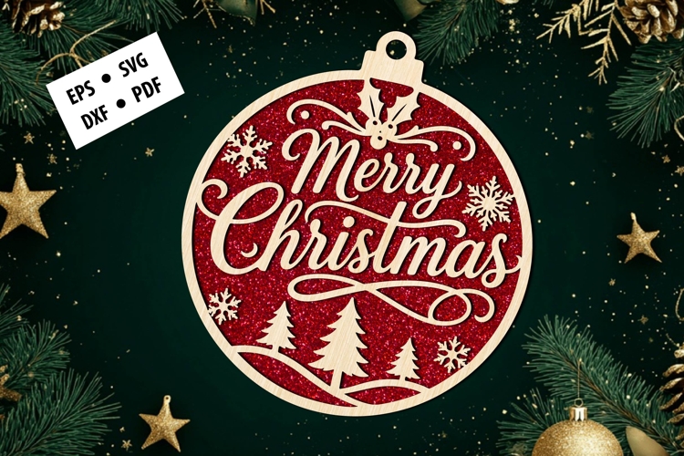Christmas Round Ornaments Sign Svg example image 1