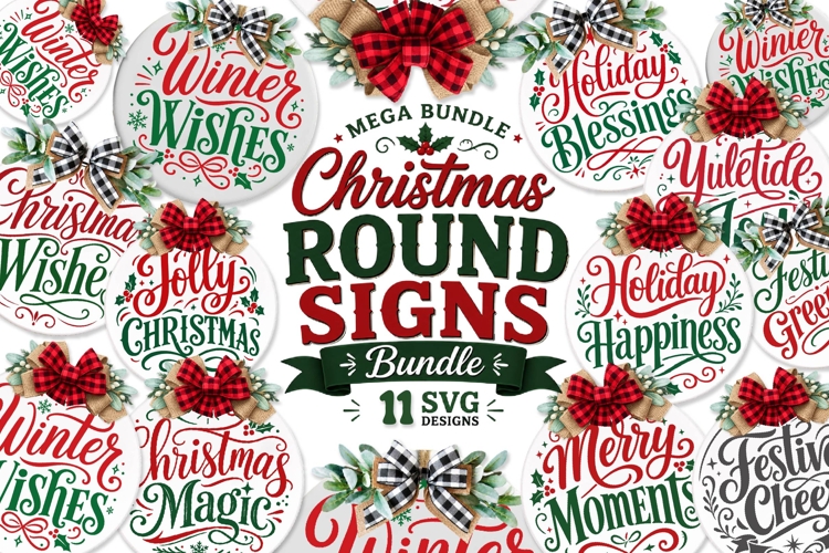 Christmas Round Ornaments Sign Svg