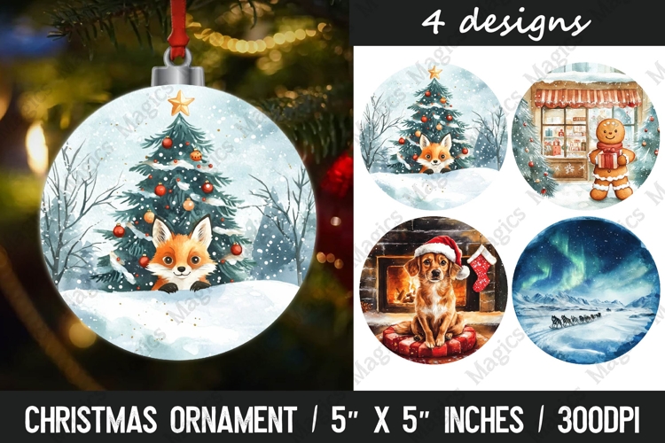 Christmas round ornaments sublimation design