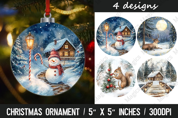 Christmas round ornaments sublimation design